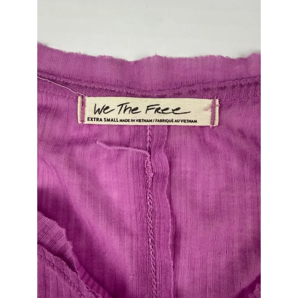 We The Free Free People Pink Ribbed Top Size XS Boho Basic